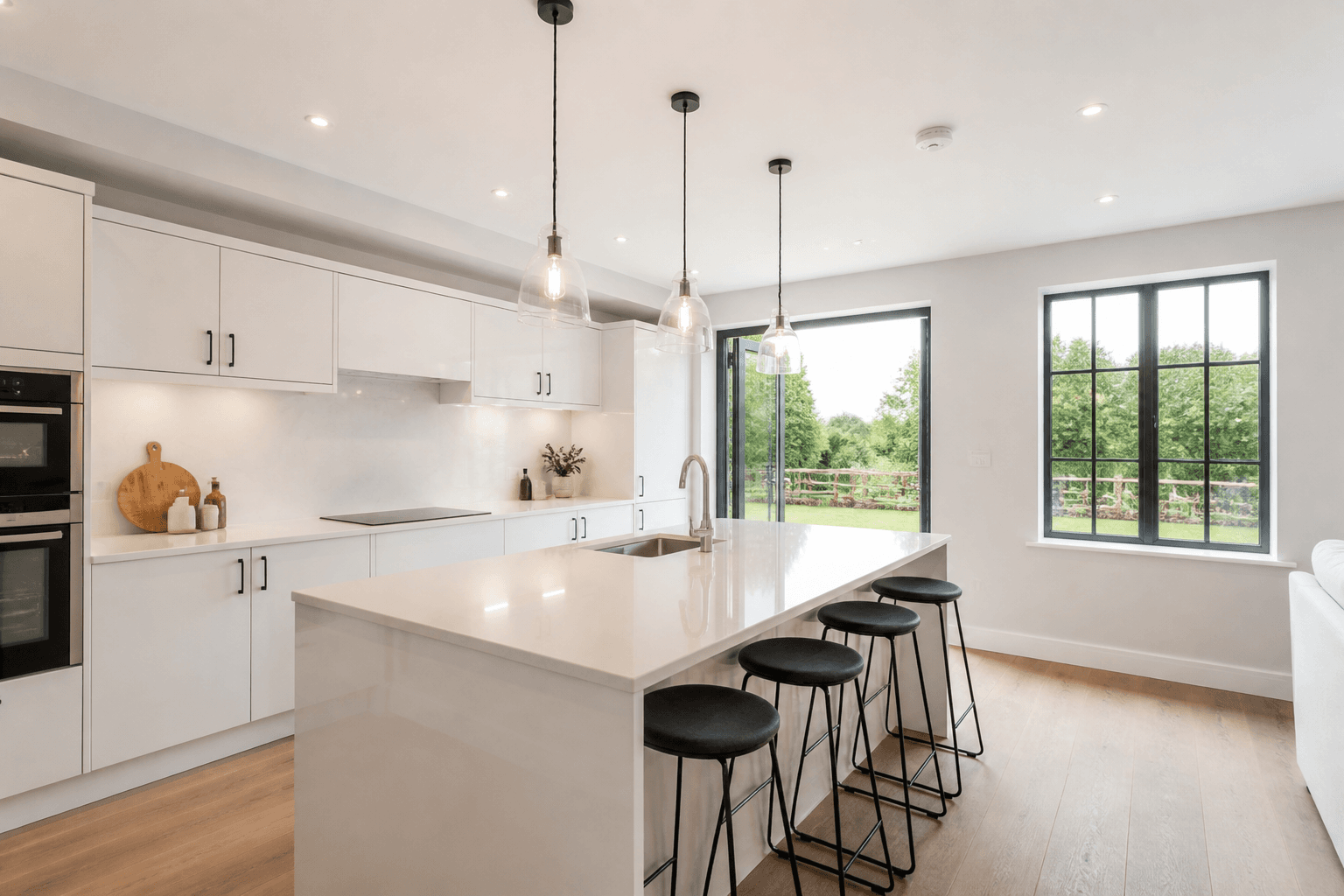 A bright modern new-build kitchen